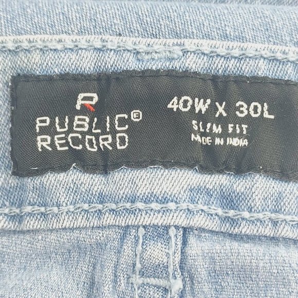 Public Rec Mens 40x30 Slim Fit Stretch Light Wash Blue Jeans G-PRDNM-BT‎ - Picture 5 of 7